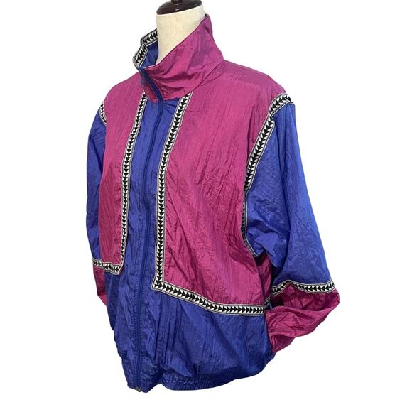 Cabazon Vintage 80s Windbreaker Lined Women's Size M Purple Pink - Picture 2 of 13